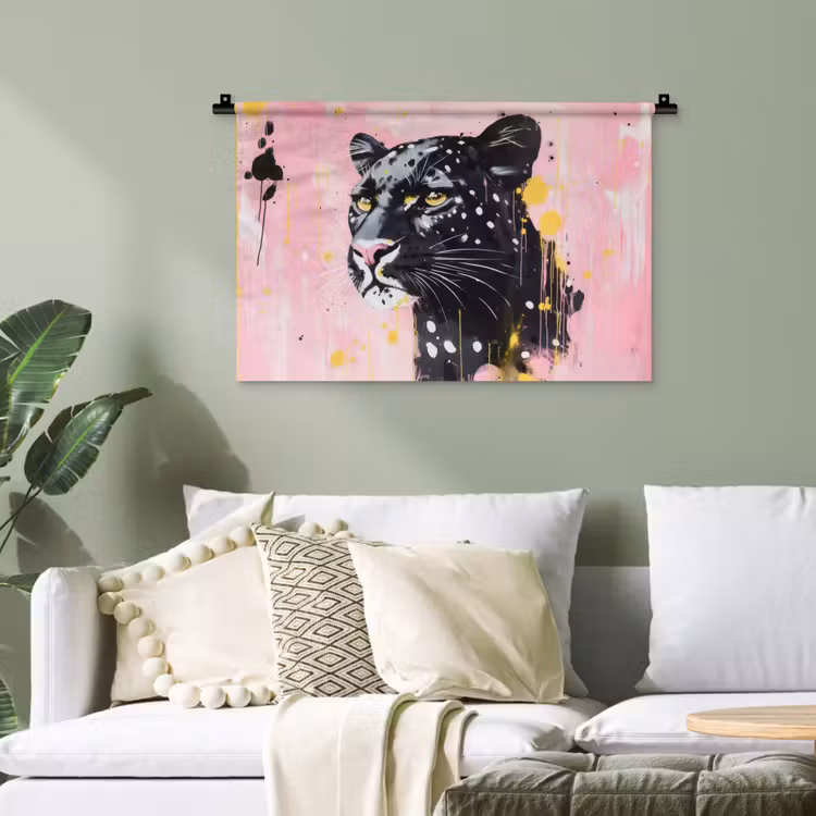 Zwart - Panter - Roze - Abstract Wandkleed katoen klein -sfeer7