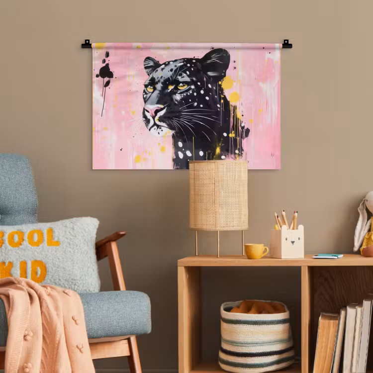 Zwart - Panter - Roze - Abstract Wandkleed katoen klein -wsfeer4_kind