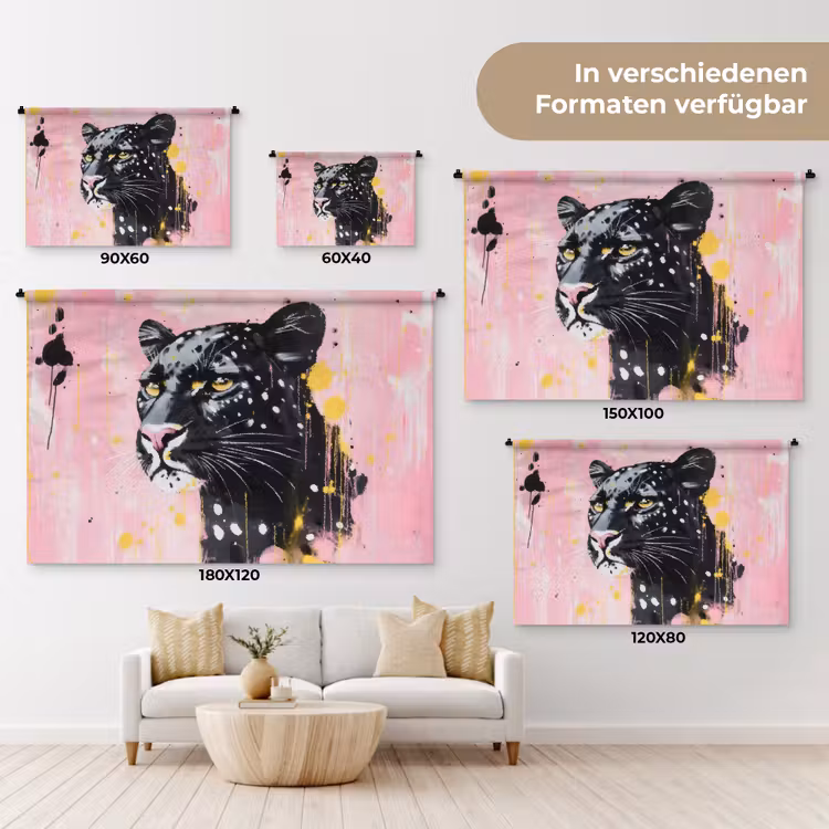 Zwart - Panter - Roze - Abstract Wandkleed katoen klein -tsfeer8_DE