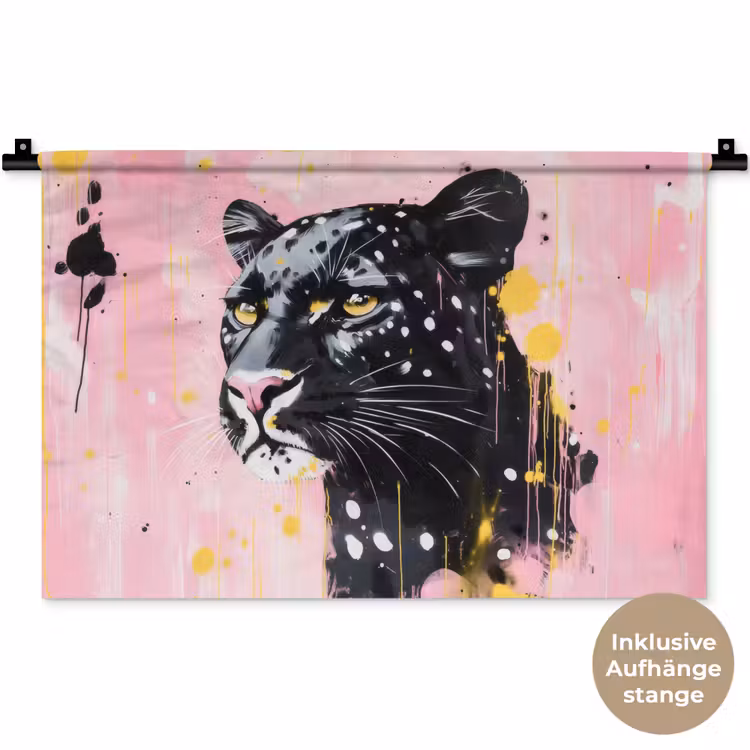 Zwart - Panter - Roze - Abstract Wandkleed katoen klein -t3d_DE