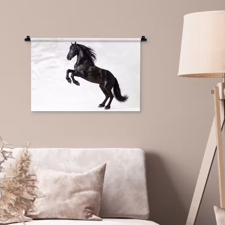 Zwart - Paard - Portret Wandkleed katoen klein -sfeer4