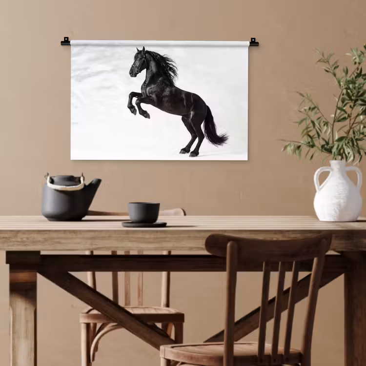 Zwart - Paard - Portret Wandkleed katoen klein -sfeer6
