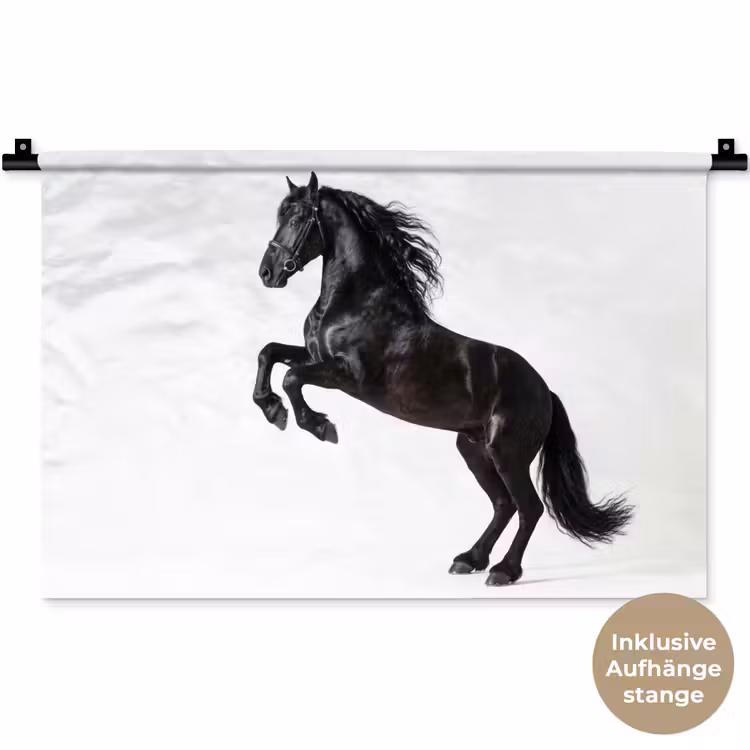 Zwart - Paard - Portret Wandkleed katoen klein -t3d_DE