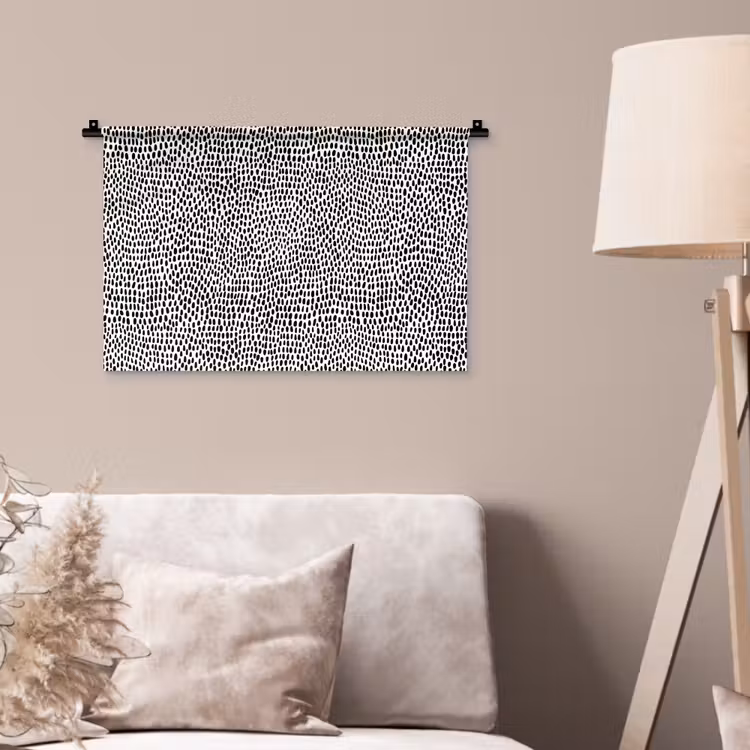 Zwart - Stippen - Wit Wandkleed katoen klein 269 -sfeer4