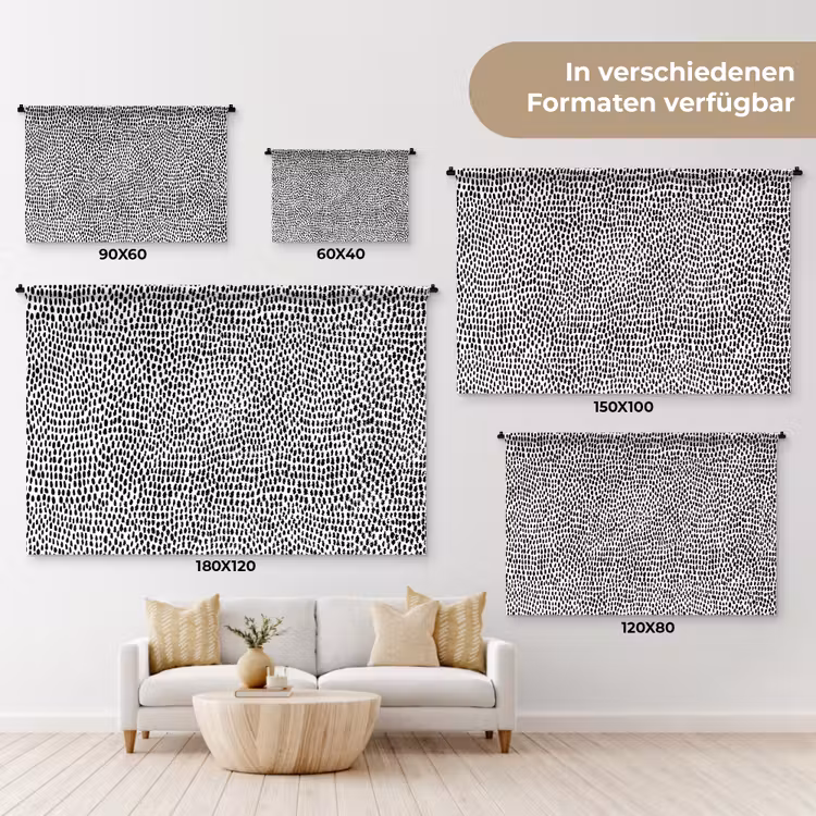 Zwart - Stippen - Wit Wandkleed katoen klein 269 -tsfeer8_DE