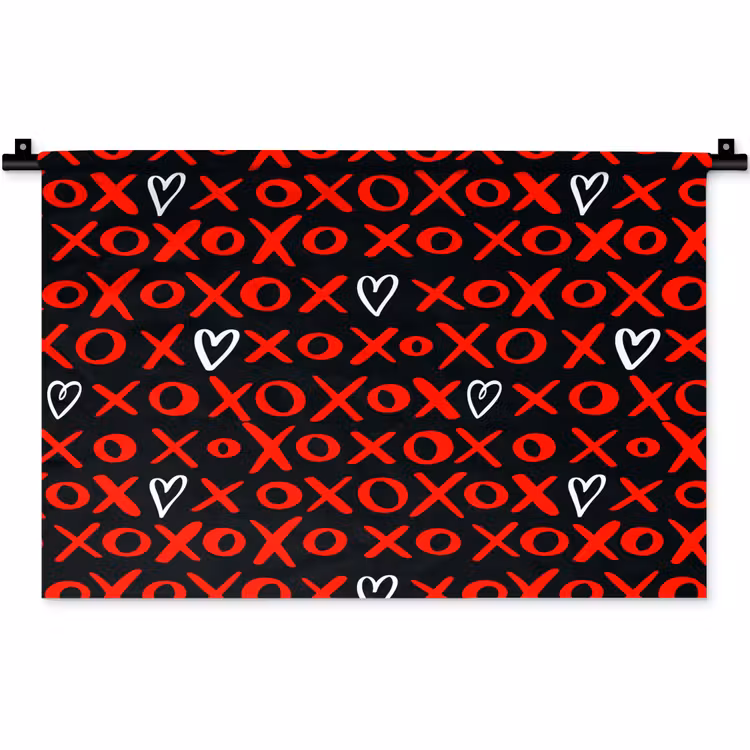 Zwart - Rood - Contrast - Liefde Wandkleed katoen klein 269 -zz3d