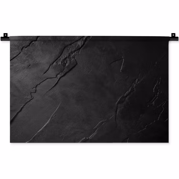 Zwart - Steen - Beton Wandkleed katoen klein -zz3d