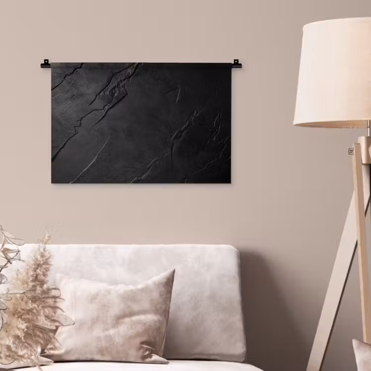 Zwart - Steen - Beton Wandkleed katoen klein -sfeer4