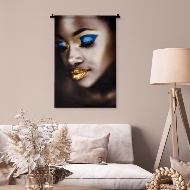 Black and Gold - Vrouw - Make up Wandkleed katoen klein -sfeer4