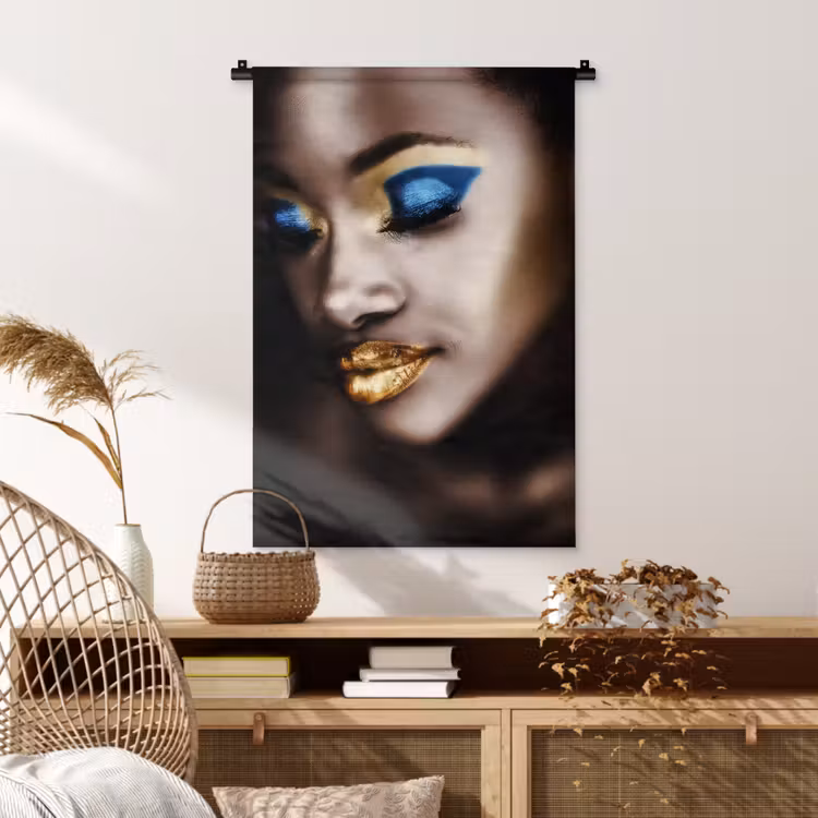 Black and Gold - Vrouw - Make up Wandkleed katoen klein -sfeer5