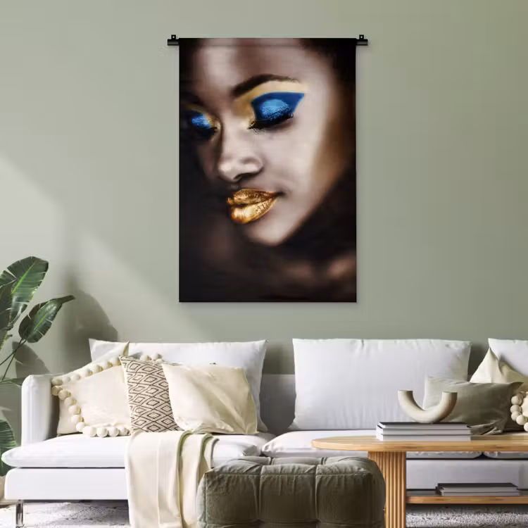 Black and Gold - Vrouw - Make up Wandkleed katoen klein -sfeer7
