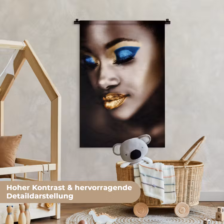 Black and Gold - Vrouw - Make up Wandkleed katoen klein -xsfeer1_kind_DE