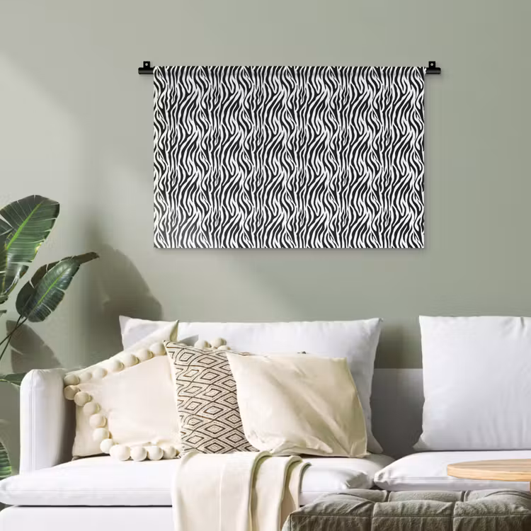 Zwart - Wit - Zebra - Patroon Wandkleed katoen klein 269 -sfeer7