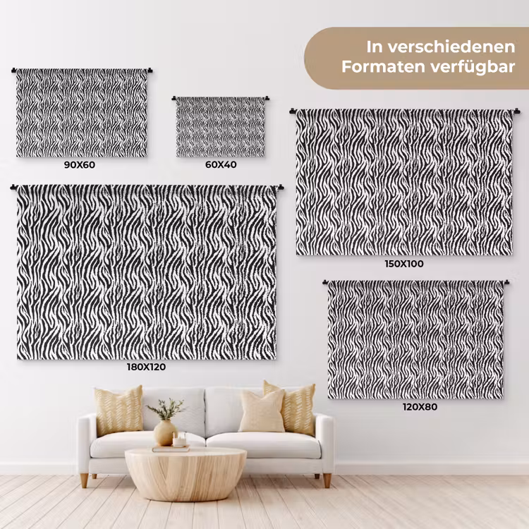 Zwart - Wit - Zebra - Patroon Wandkleed katoen klein 269 -tsfeer8_DE