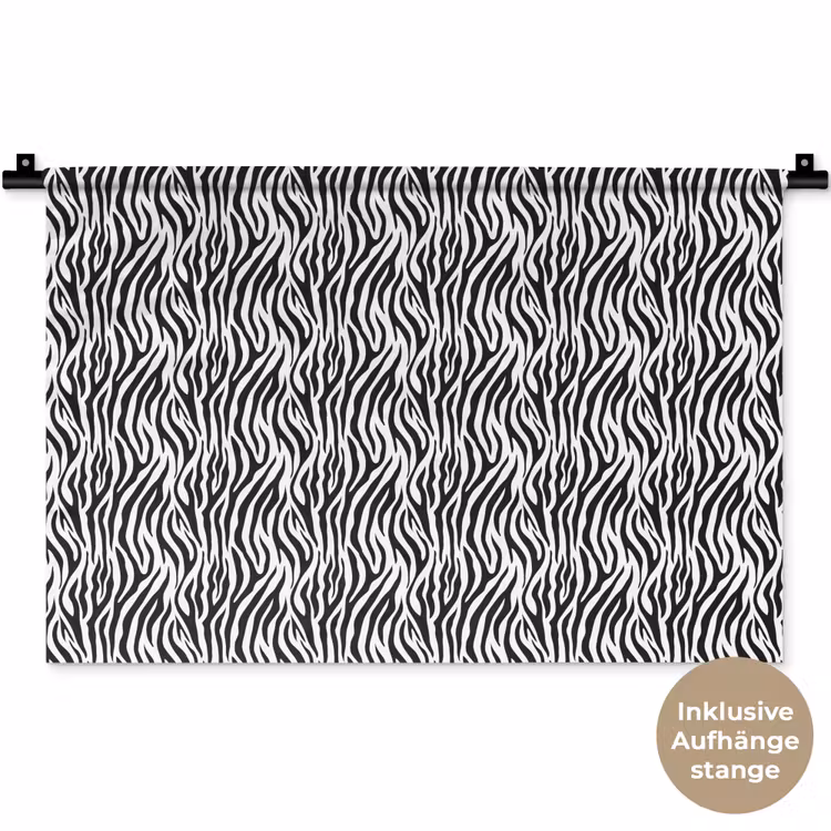 Zwart - Wit - Zebra - Patroon Wandkleed katoen klein 269 -t3d_DE