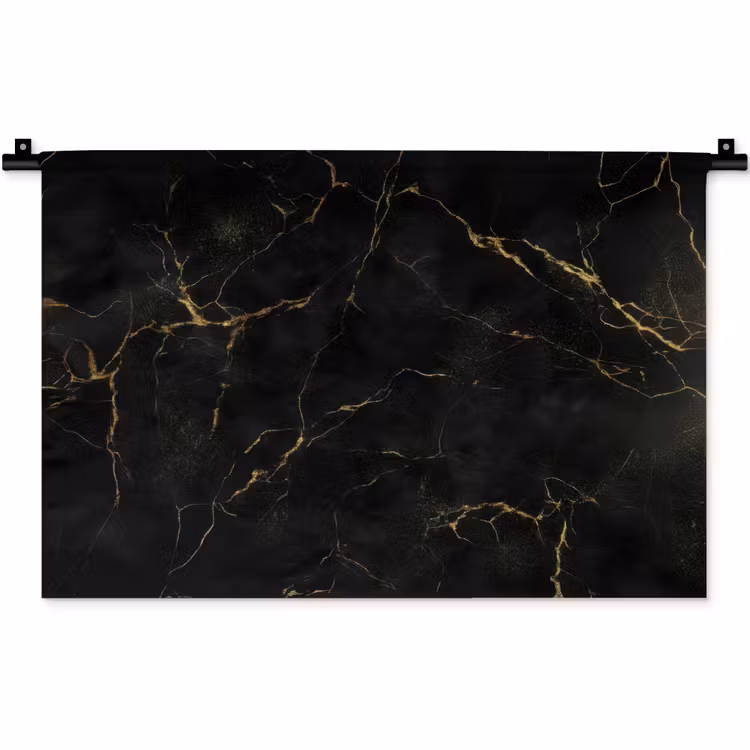 Zwart marmer - Gouden aders - Klassiek Wandkleed katoen klein -zz3d