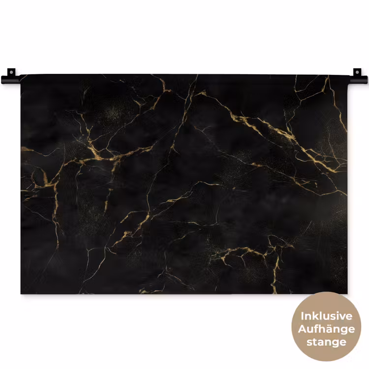Zwart marmer - Gouden aders - Klassiek Wandkleed katoen klein -t3d_DE