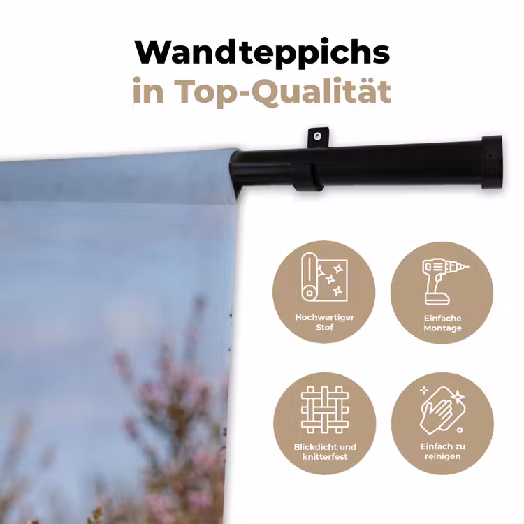 Roodborsttapuit - Heide - Paars - Natuur - Sfeervol Wandkleed katoen klein -tsfeer2_DE