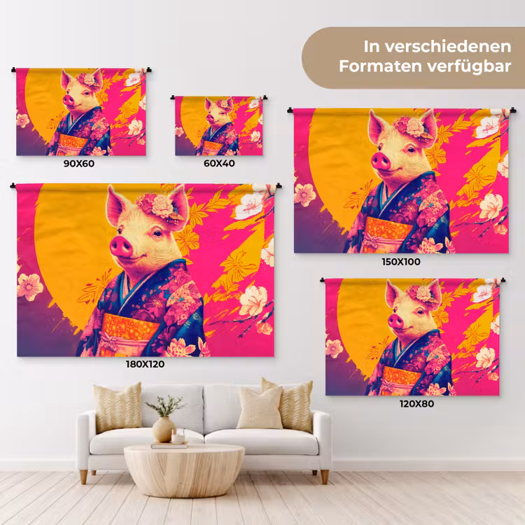 Varken - Bloemkroon - Kimono - Abstract Wandkleed katoen klein -tsfeer8_DE