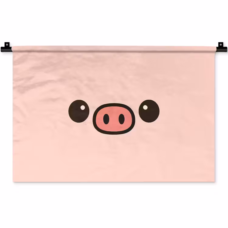 Varken - Roze - Minimalistisch Wandkleed katoen klein -zz3d