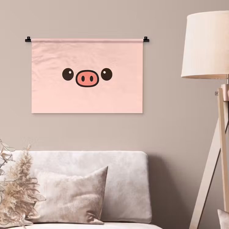Varken - Roze - Minimalistisch Wandkleed katoen klein -sfeer4