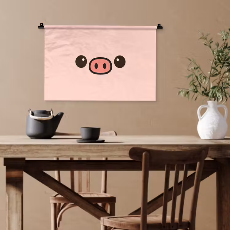 Varken - Roze - Minimalistisch Wandkleed katoen klein -sfeer6