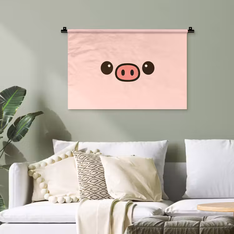 Varken - Roze - Minimalistisch Wandkleed katoen klein -sfeer7
