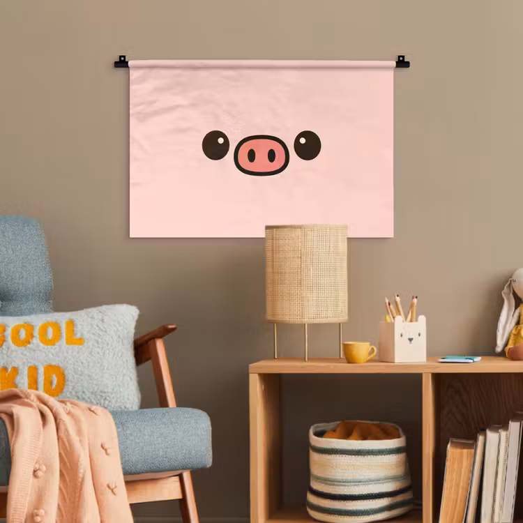 Varken - Roze - Minimalistisch Wandkleed katoen klein -wsfeer4_kind