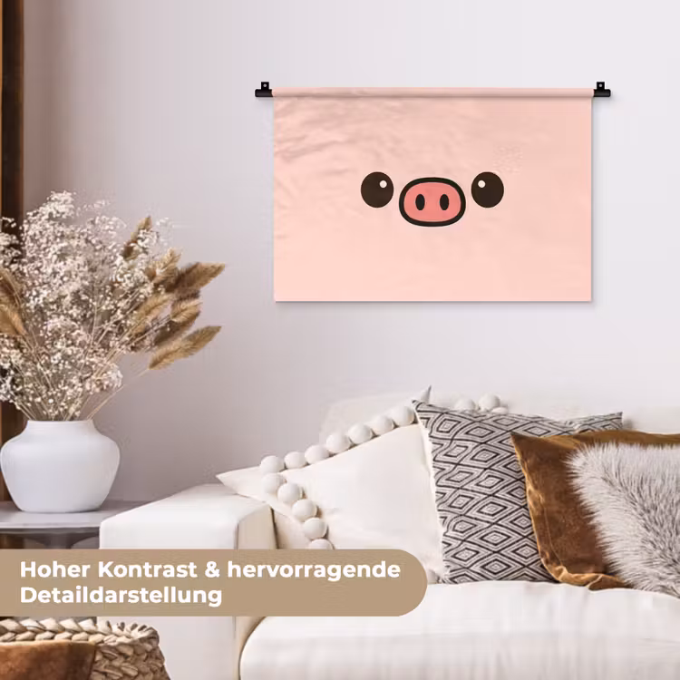 Varken - Roze - Minimalistisch Wandkleed katoen klein -tsfeer1_DE
