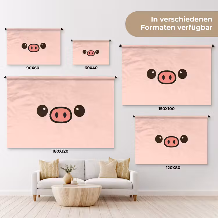 Varken - Roze - Minimalistisch Wandkleed katoen klein -tsfeer8_DE