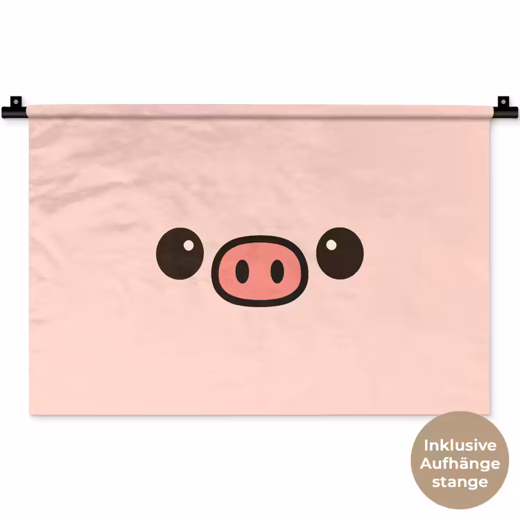 Varken - Roze - Minimalistisch Wandkleed katoen klein -t3d_DE