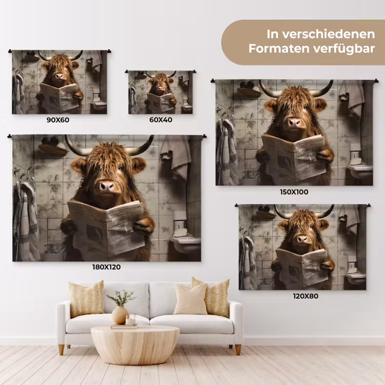 Schotse hooglander - Toilet - Krant - Badkamer Wandkleed katoen klein -tsfeer8_DE