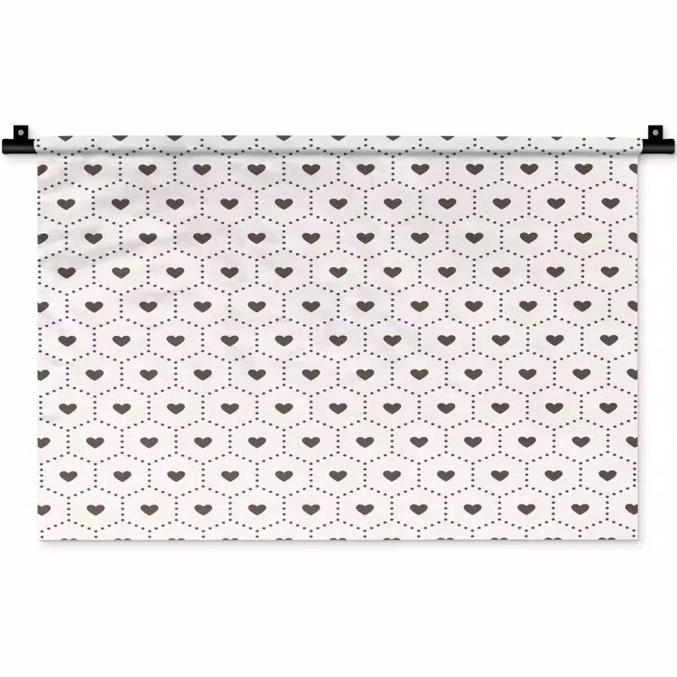 Hexagon - Patroon - Hartjes - Beige Wandkleed katoen klein 269 -zz3d