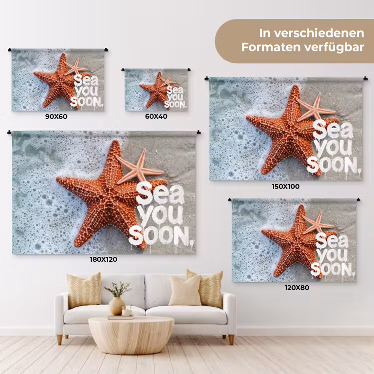 Sea you soon - Zeester - Zee Wandkleed katoen klein -tsfeer8_DE