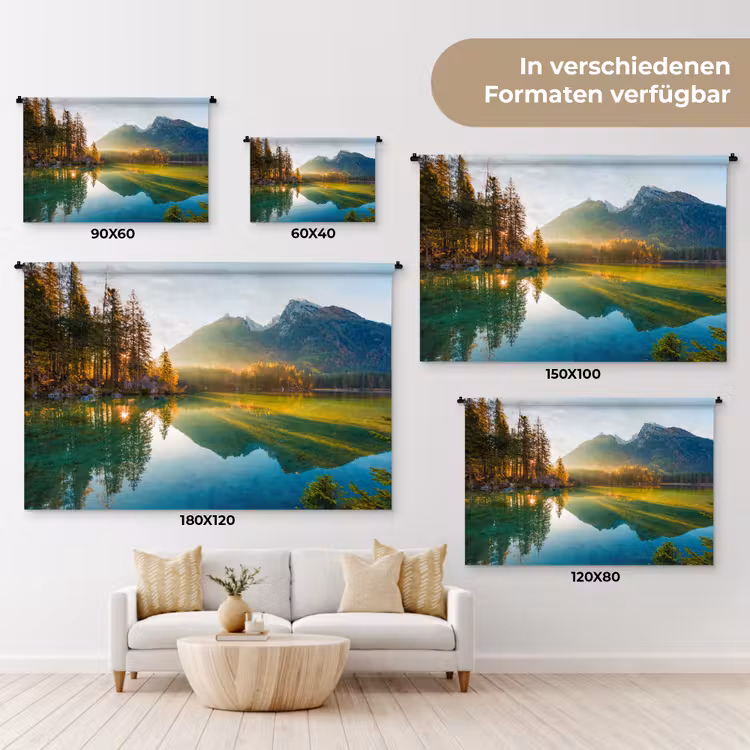 Meer - Bos - Bergen - Natuur - Zon - Landschap Wandkleed katoen klein -tsfeer8_DE