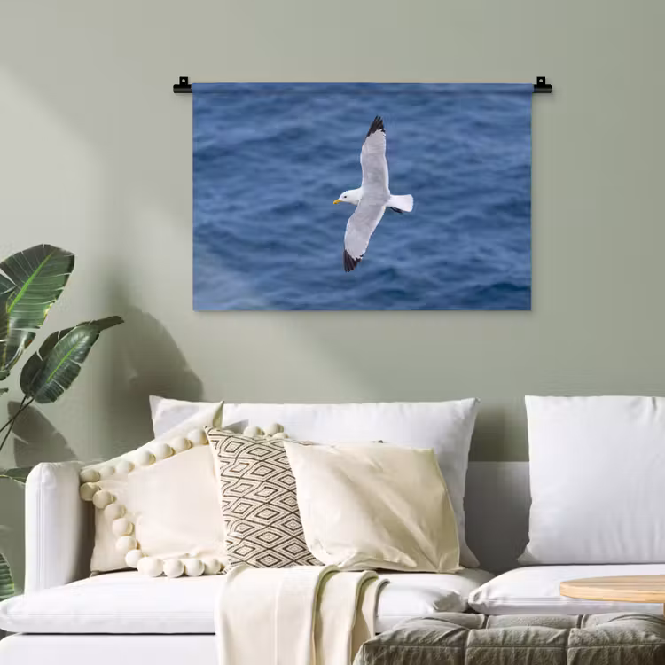 Zeemeeuw - Oceaan - Blauw Wandkleed katoen klein -sfeer7