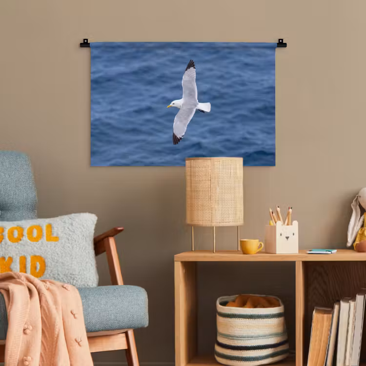Zeemeeuw - Oceaan - Blauw Wandkleed katoen klein -wsfeer4_kind