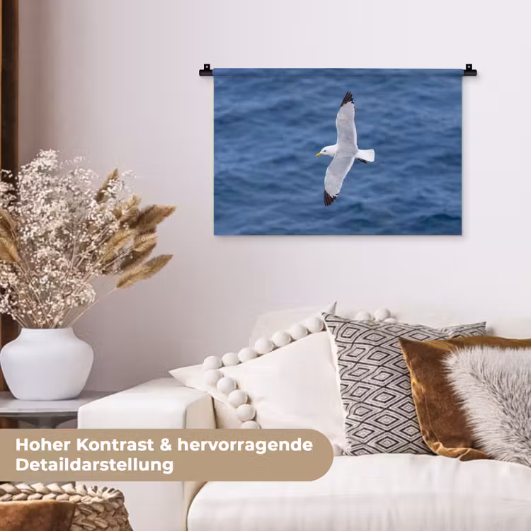 Zeemeeuw - Oceaan - Blauw Wandkleed katoen klein -tsfeer1_DE