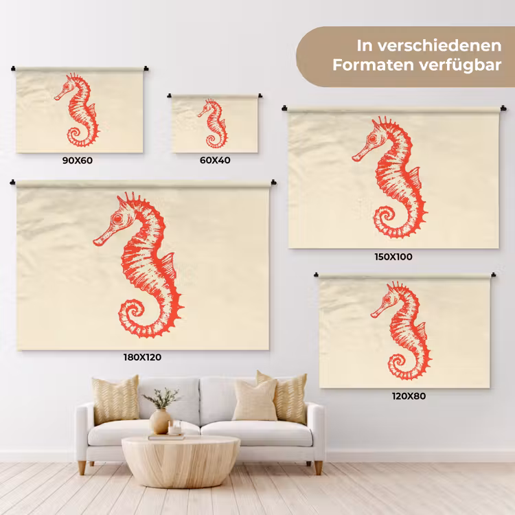 Zeepaardje - Rood - Fijne details Wandkleed katoen klein -tsfeer8_DE
