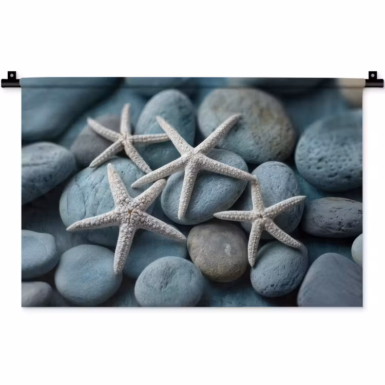 Zeesterren - Stenen - Wit Wandkleed katoen klein -zz3d
