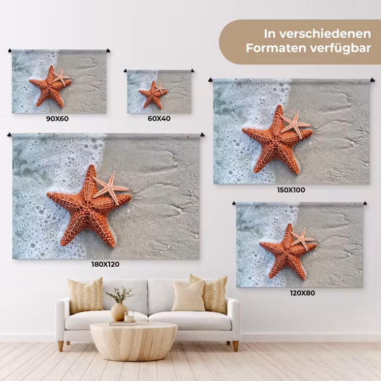 Zeester - Strand - Zee Wandkleed katoen klein -tsfeer8_DE