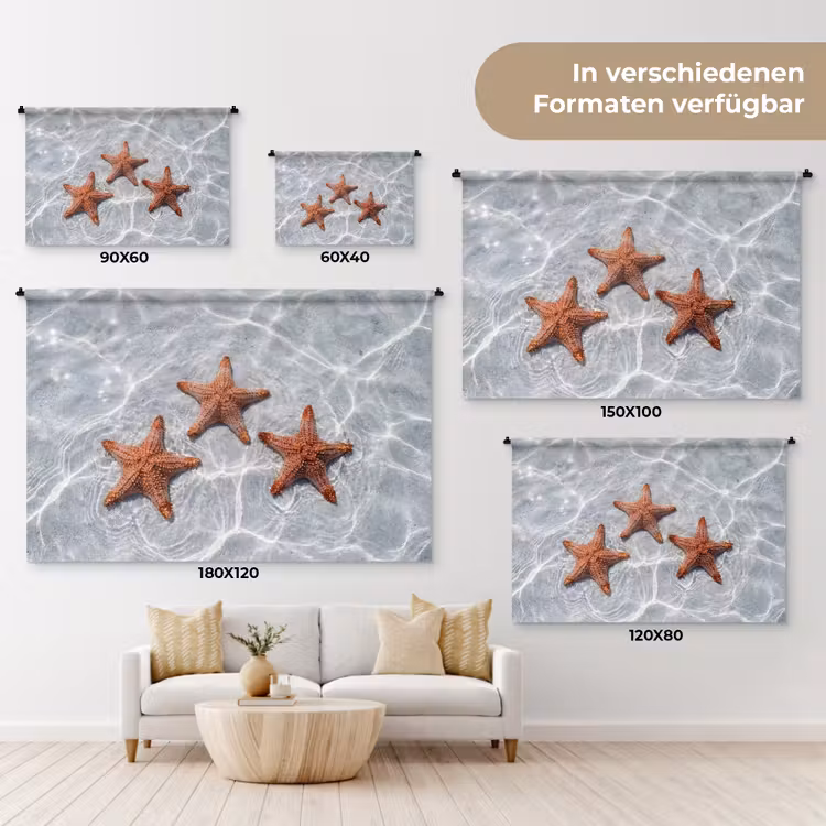 Zeesterren - Water - Helder Wandkleed katoen klein -tsfeer8_DE