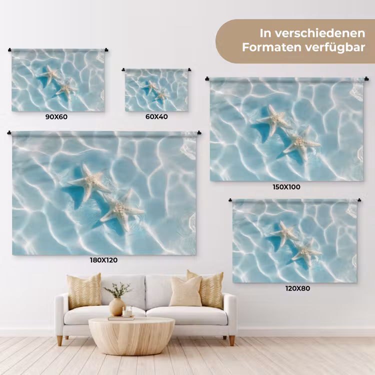 Zeesterren - Golvend water - Rustgevend Wandkleed katoen klein -tsfeer8_DE