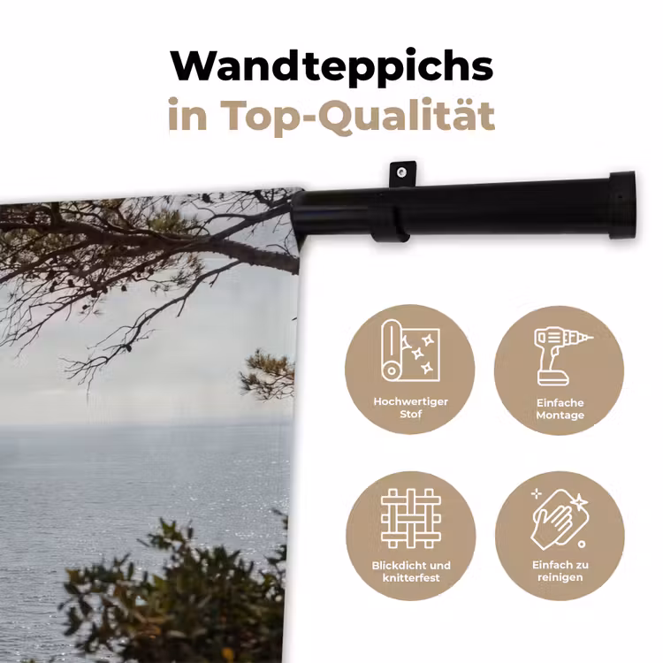 Wandteppich - Segelboot – Bäume – Wasser - Zeilboot - bomen - water Wandkleed katoen klein