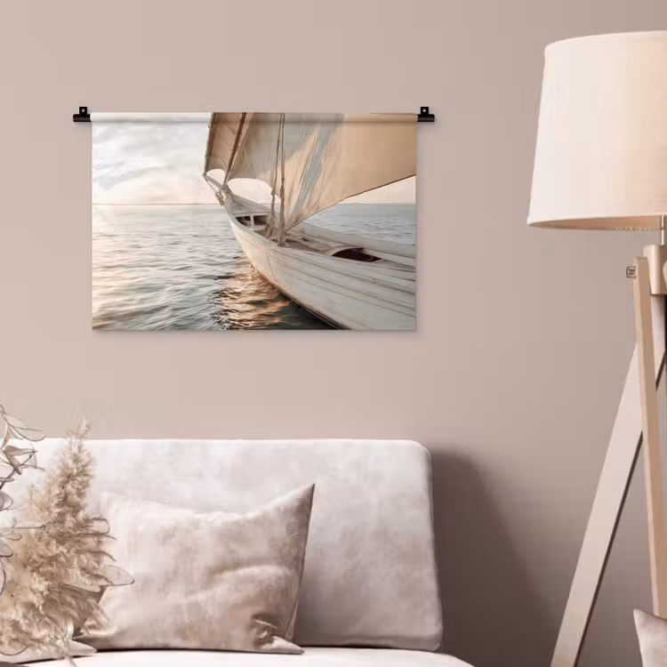 Zeilboot - Zee - Beige - Zon Wandkleed katoen klein -sfeer4