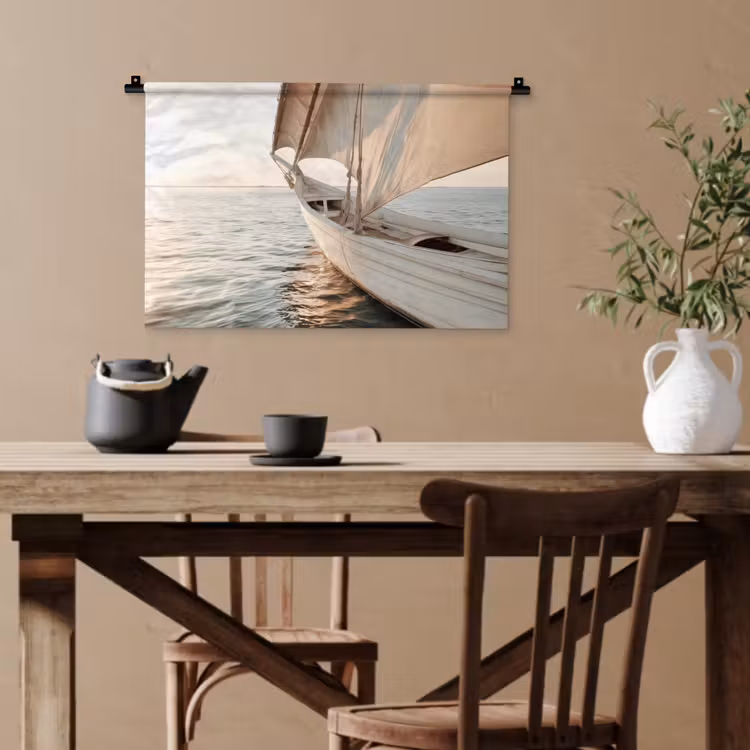 Zeilboot - Zee - Beige - Zon Wandkleed katoen klein -sfeer6