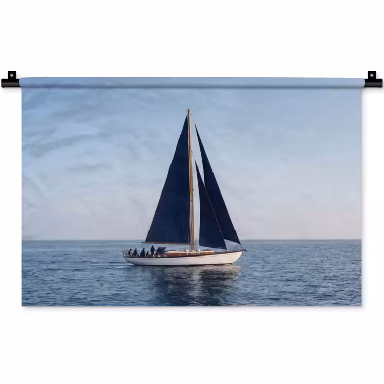 Zeilboot - Zee - Blauw Wandkleed katoen klein -zz3d