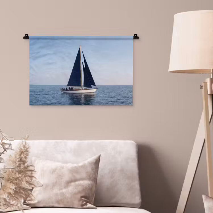 Zeilboot - Zee - Blauw Wandkleed katoen klein -sfeer4