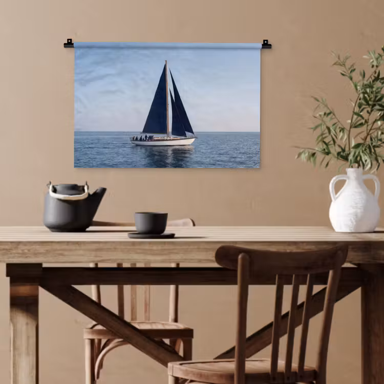 Zeilboot - Zee - Blauw Wandkleed katoen klein -sfeer6