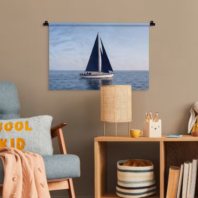 Zeilboot - Zee - Blauw Wandkleed katoen klein -wsfeer4_kind